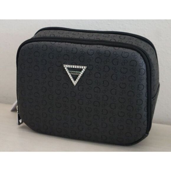 Guess T7200965 Women's Coal Allover Logo Junction Travel Cosmetic Makeup Bag - Picture 6 of 11